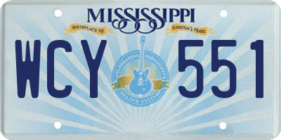 MS license plate WCY551