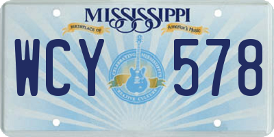 MS license plate WCY578