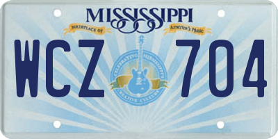 MS license plate WCZ704