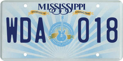 MS license plate WDA018