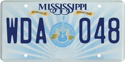 MS license plate WDA048