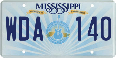 MS license plate WDA140