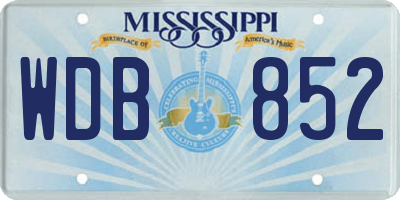 MS license plate WDB852