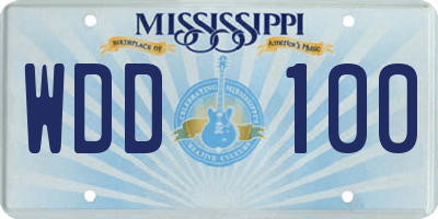 MS license plate WDD100