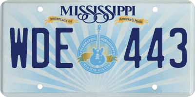 MS license plate WDE443