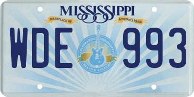 MS license plate WDE993