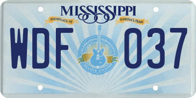 MS license plate WDF037