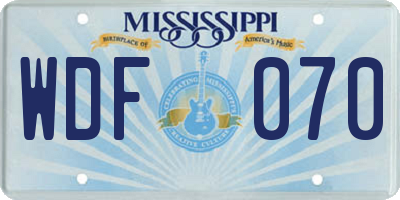 MS license plate WDF070