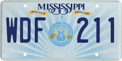 MS license plate WDF211