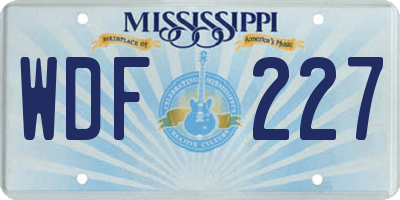 MS license plate WDF227