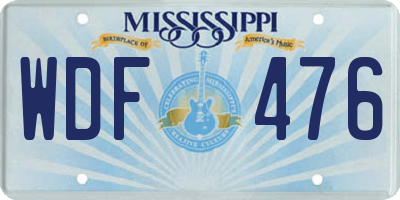 MS license plate WDF476