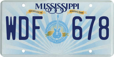 MS license plate WDF678