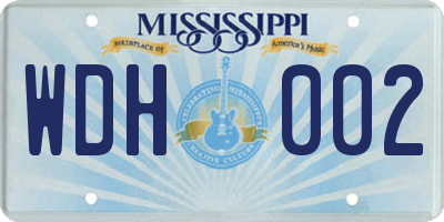 MS license plate WDH002