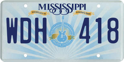 MS license plate WDH418