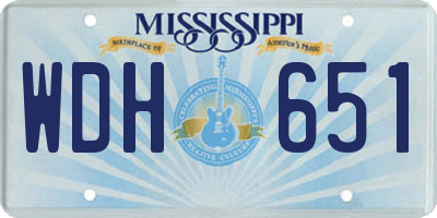 MS license plate WDH651