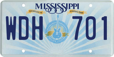 MS license plate WDH701