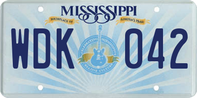 MS license plate WDK042