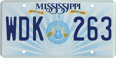 MS license plate WDK263
