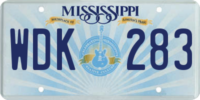 MS license plate WDK283