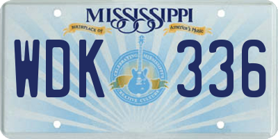 MS license plate WDK336