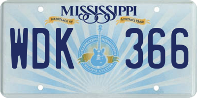 MS license plate WDK366