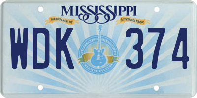 MS license plate WDK374