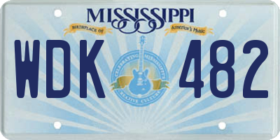 MS license plate WDK482
