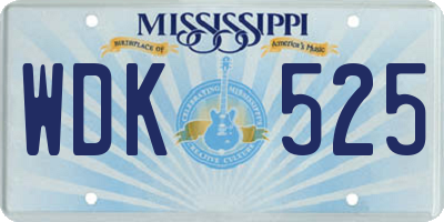 MS license plate WDK525