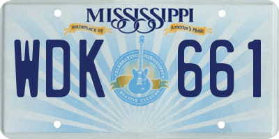 MS license plate WDK661