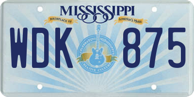 MS license plate WDK875