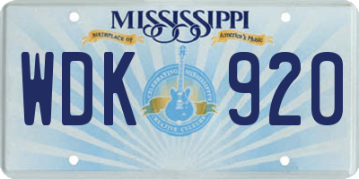 MS license plate WDK920