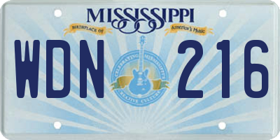 MS license plate WDN216