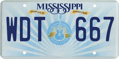 MS license plate WDT667