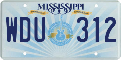 MS license plate WDU312