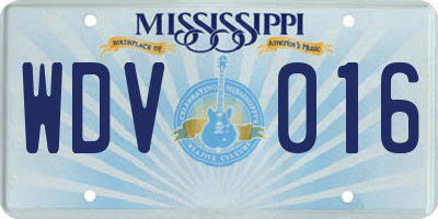 MS license plate WDV016