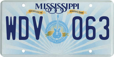 MS license plate WDV063
