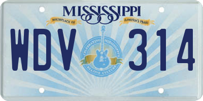 MS license plate WDV314