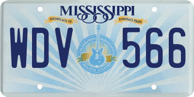 MS license plate WDV566
