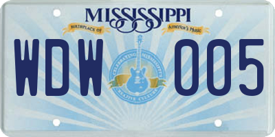 MS license plate WDW005