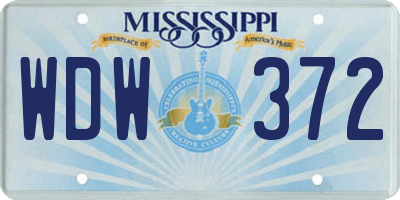 MS license plate WDW372
