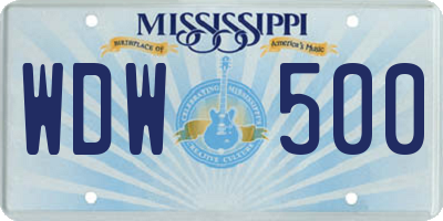 MS license plate WDW500