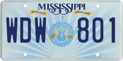 MS license plate WDW801