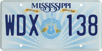 MS license plate WDX138