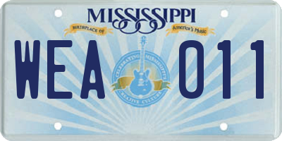 MS license plate WEA011