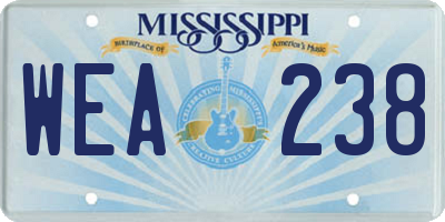 MS license plate WEA238