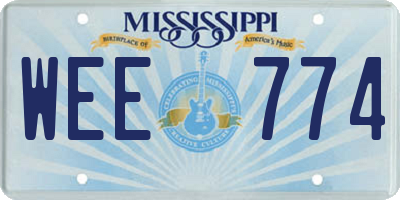 MS license plate WEE774