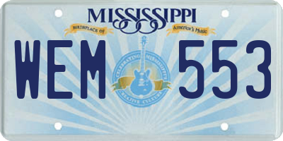 MS license plate WEM553