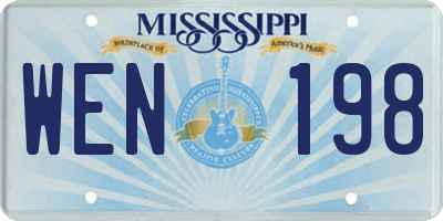 MS license plate WEN198