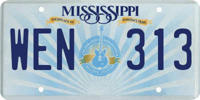 MS license plate WEN313