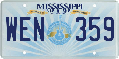 MS license plate WEN359